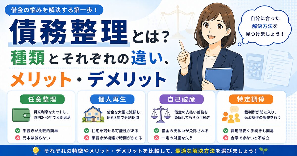 債務整理とは？種類とそれぞれの違い、メリット・デメリット