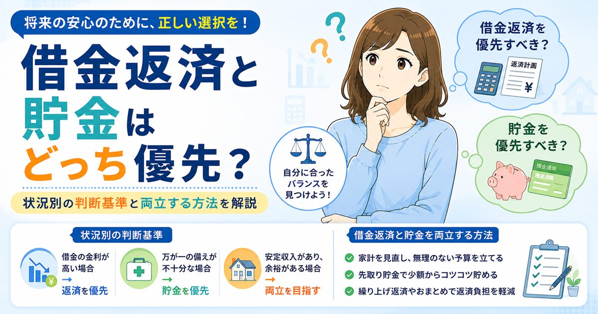 借金返済と貯金はどっち優先？状況別の判断基準と両立する方法を解説