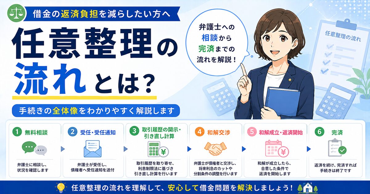 任意整理の流れとは？弁護士への相談から完済までの流れを解説