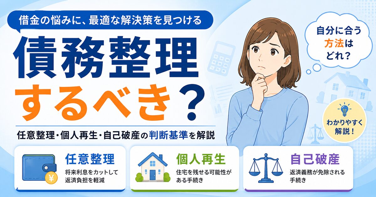 債務整理するべき？任意整理・個人再生・自己破産の判断基準を解説